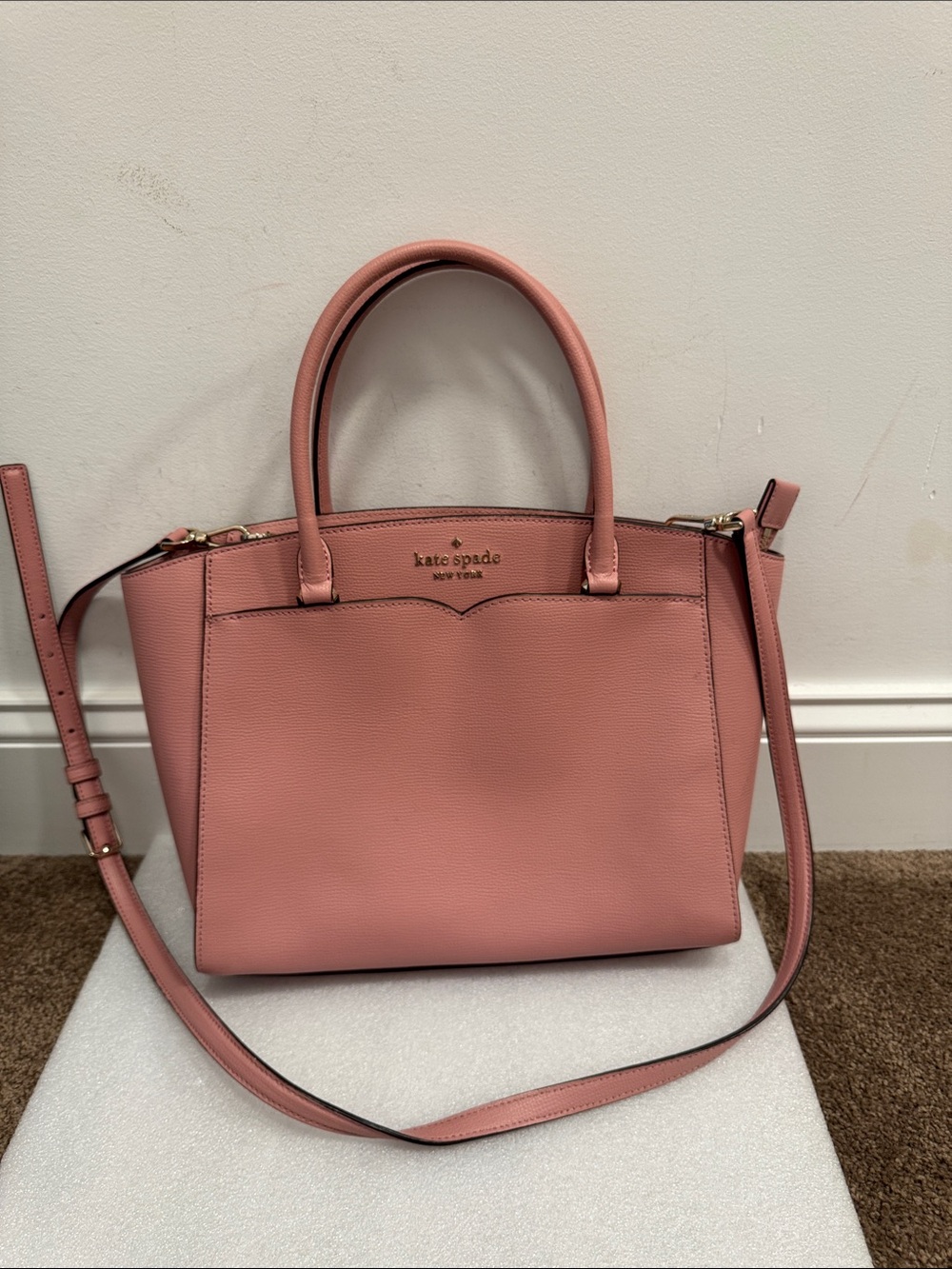 kate spade Pink Leather Top-Handle Satchel bag with Crossbody Strap